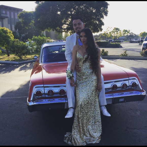 Sparkling Gold Prom Dress - Picture 3 of 4